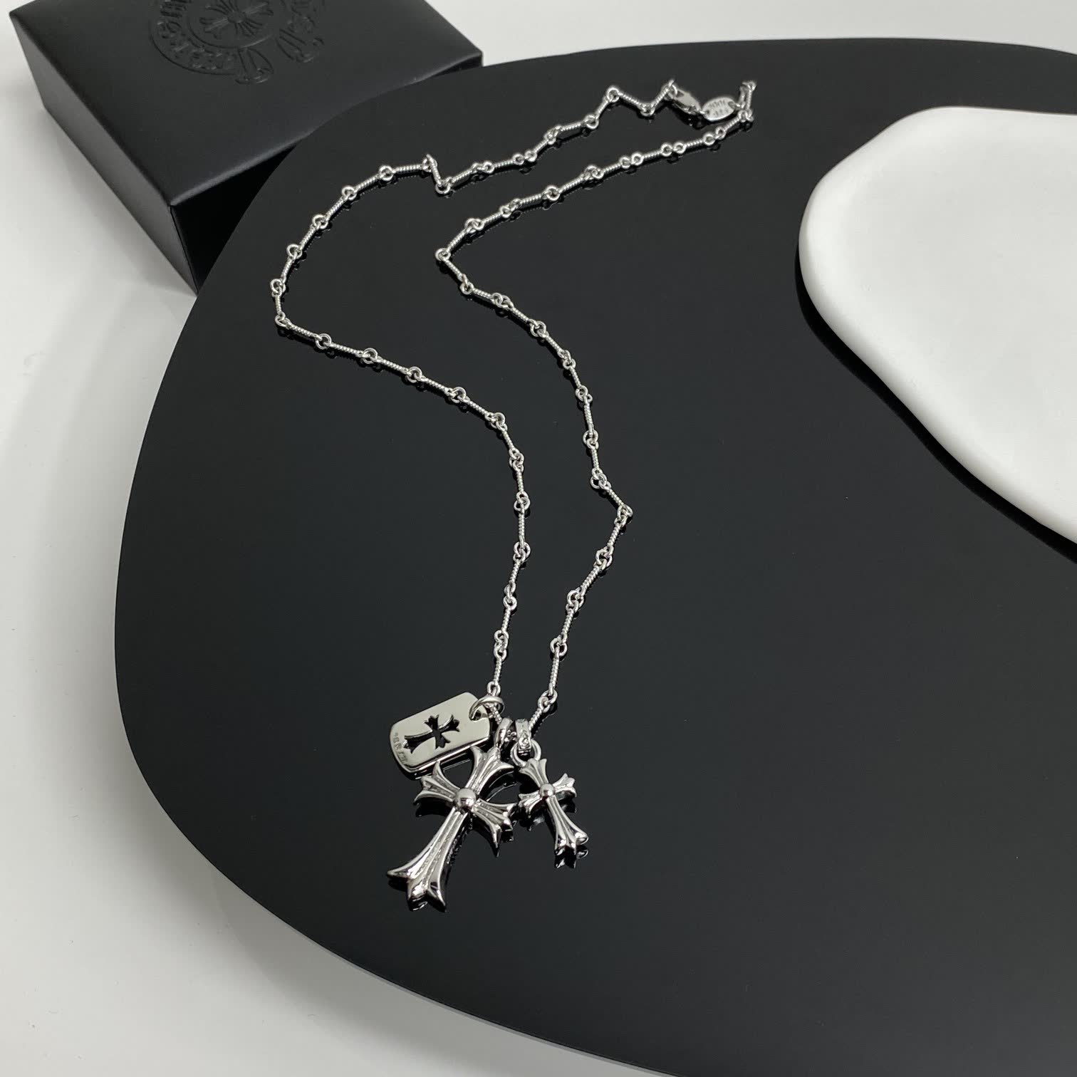 Chrome Hearts Silver Cross Pendant Necklace
